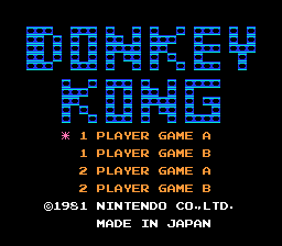 Donkey Kong title screen for Famicom Disk System